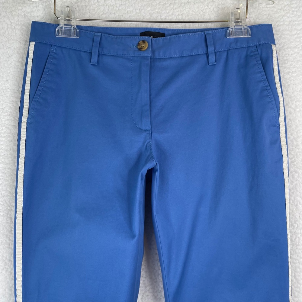 Talbots Relaxed Chino Pants 6P Blue Side Stripe Grosgrain Ribbon Straight Leg